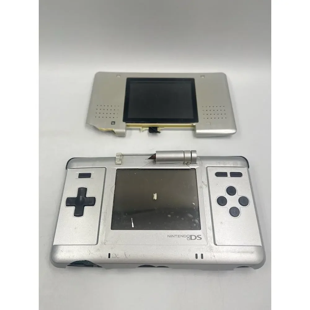 Nintendo DS Original NTR-001 Console - Silver - Broken Hinge For Parts or Repair